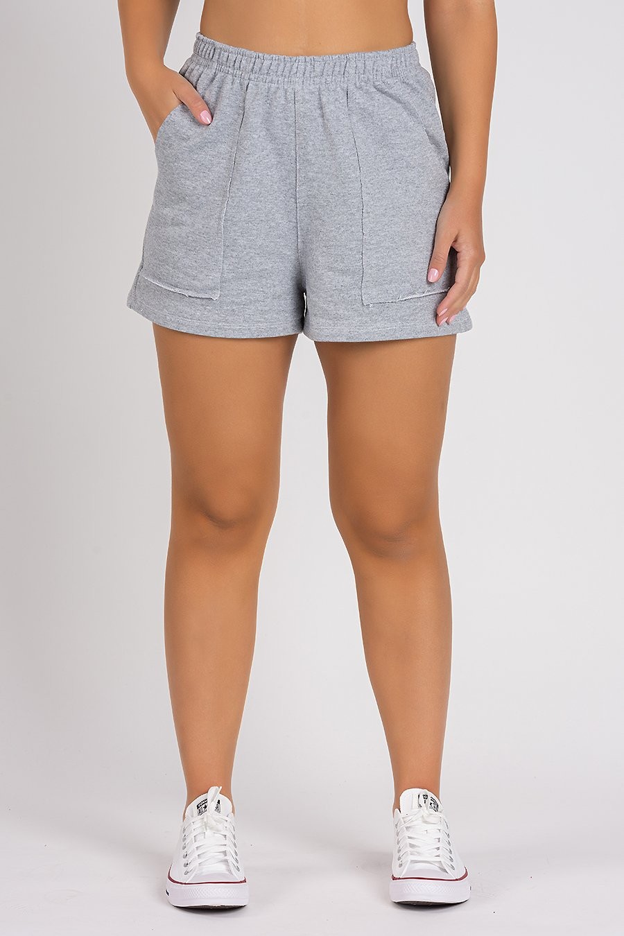 Short de Moletom Feminino Bolso a Fio Mescla  Short de Moletom Feminino Bolso a Fio Mescla