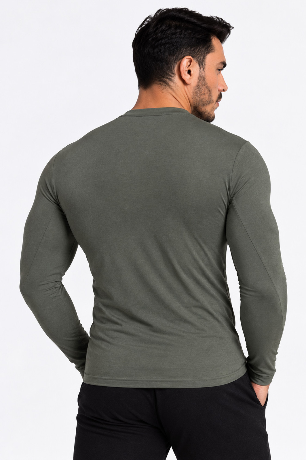 Camiseta Térmica Manga Longa Masculina Peluciada Verde Militar Camiseta Térmica Manga Longa Masculina Peluciada Verde Militar