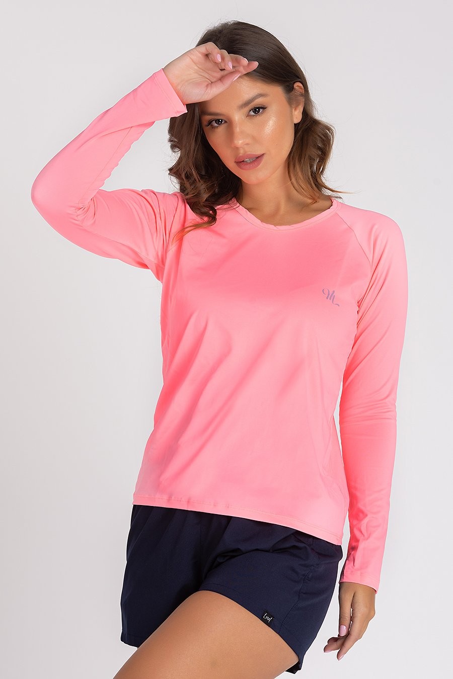 Camiseta Feminina UV Dry Manga Longa Raglan CORAL NEON Camiseta Feminina UV Dry Manga Longa Raglan CORAL NEON