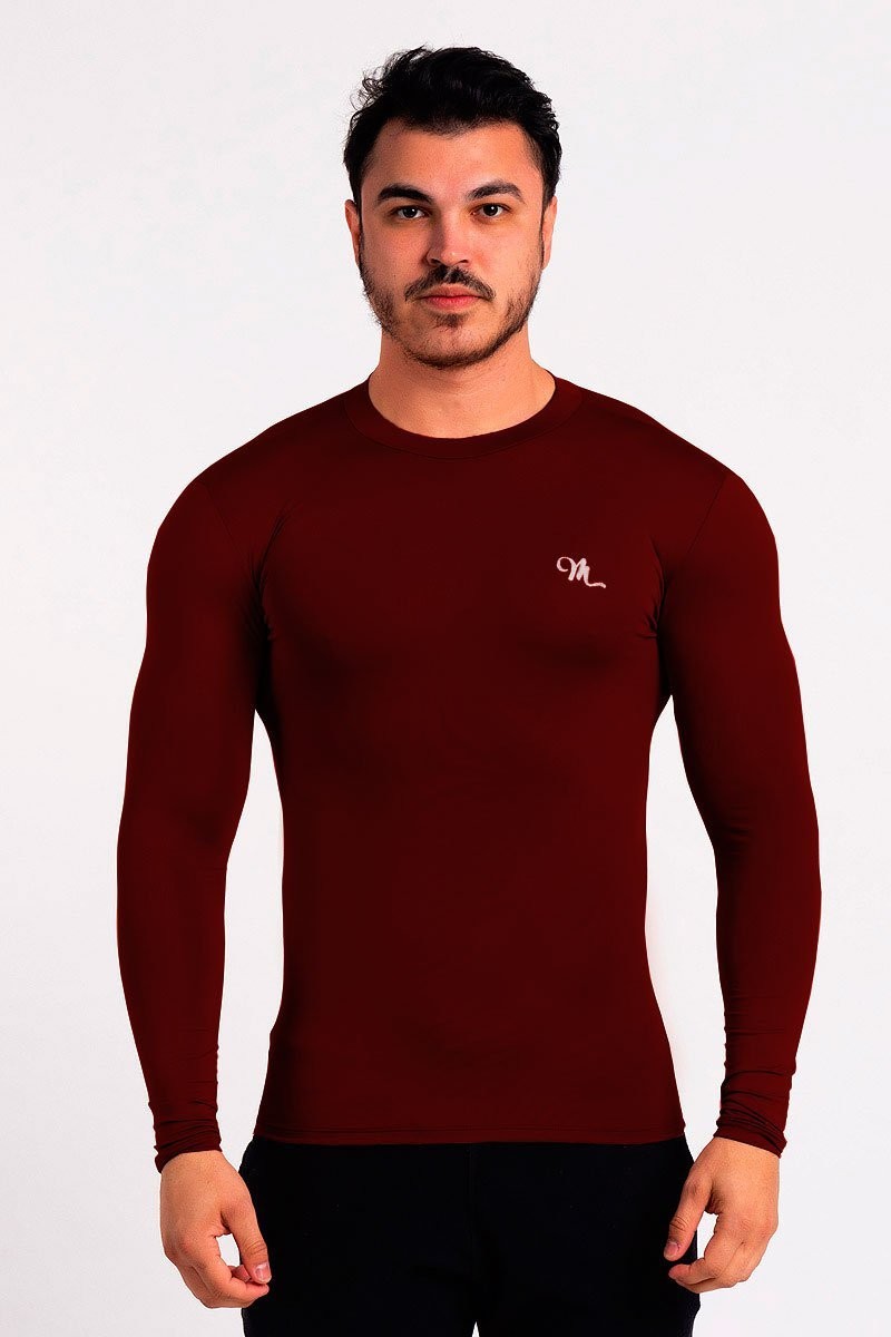 Camiseta Térmica Manga Longa Masculina Bordo
