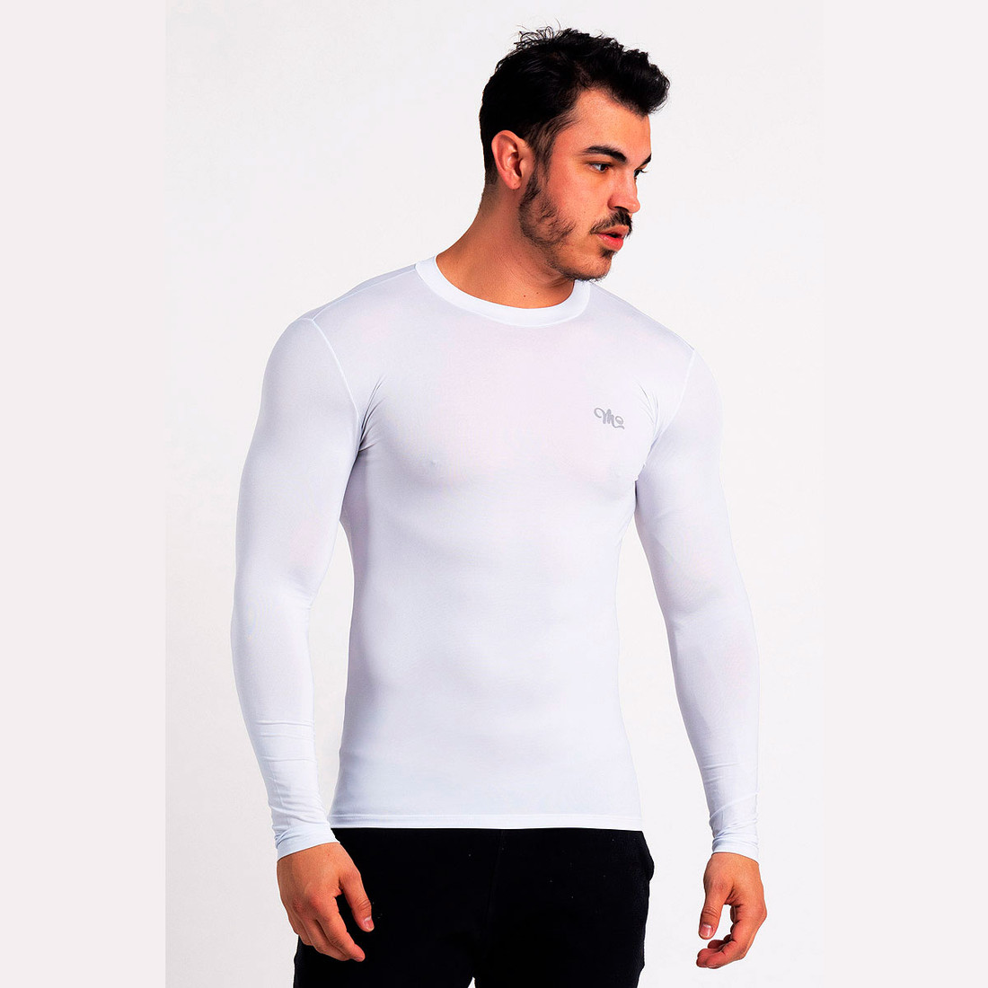 Camiseta Térmica Manga Longa Masculina Peluciada Branco Camiseta Térmica Manga Longa Masculina Peluciada Branco