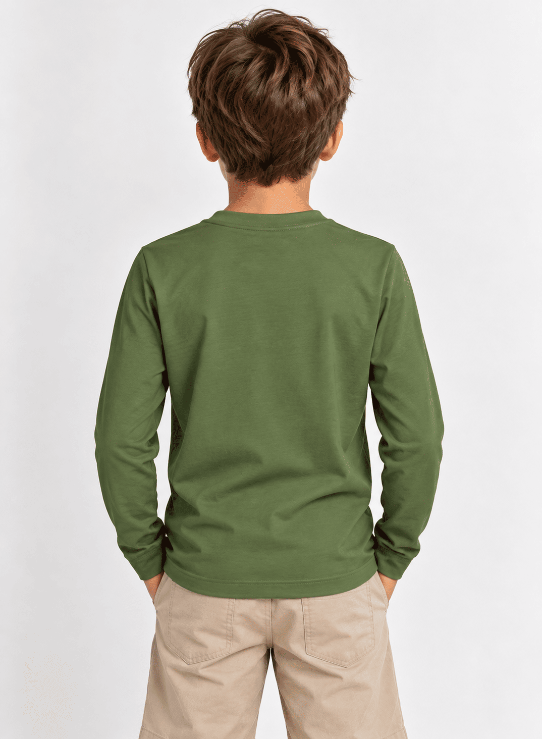 Camiseta Térmica Manga Longa Peluciada Infantil Verde Musgo Camiseta Térmica Manga Longa Peluciada Infantil Verde Musgo