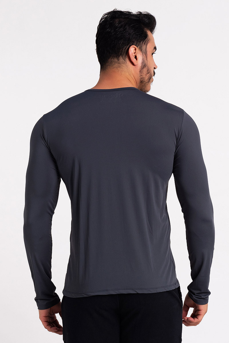 Camiseta Proteção Solar UV DRY Manga Longa Masculina Chumbo Camiseta Proteção Solar UV DRY Manga Longa Masculina Chumbo