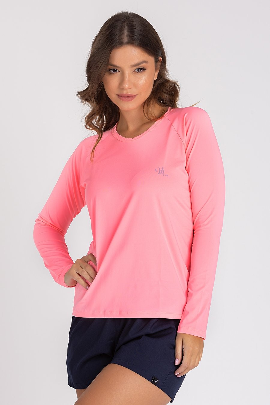 Camiseta Feminina UV Dry Manga Longa Raglan CORAL NEON Camiseta Feminina UV Dry Manga Longa Raglan CORAL NEON