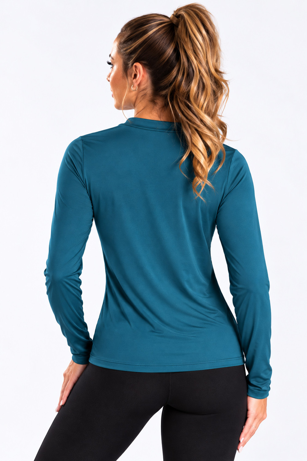 Camiseta Térmica Manga Longa Feminina Peluciada Azul Petroleo Camiseta Térmica Manga Longa Feminina Peluciada Azul Petroleo