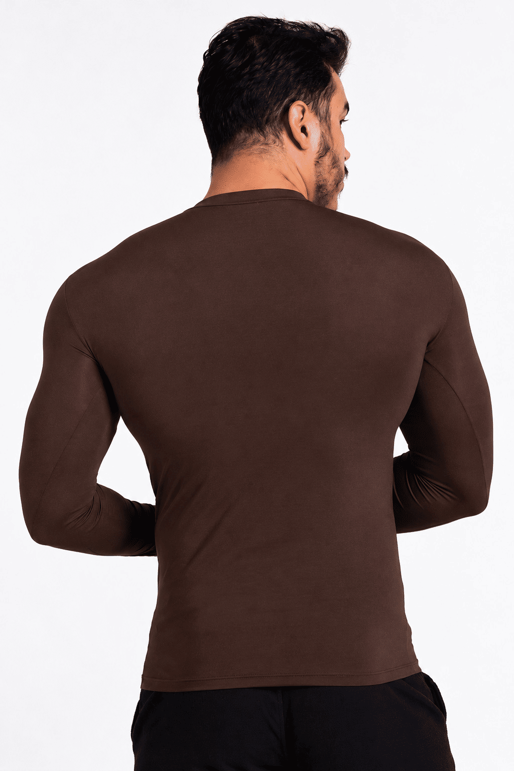 Camiseta Térmica Manga Longa Masculina Peluciada Marrom Camiseta Térmica Manga Longa Masculina Peluciada Marrom