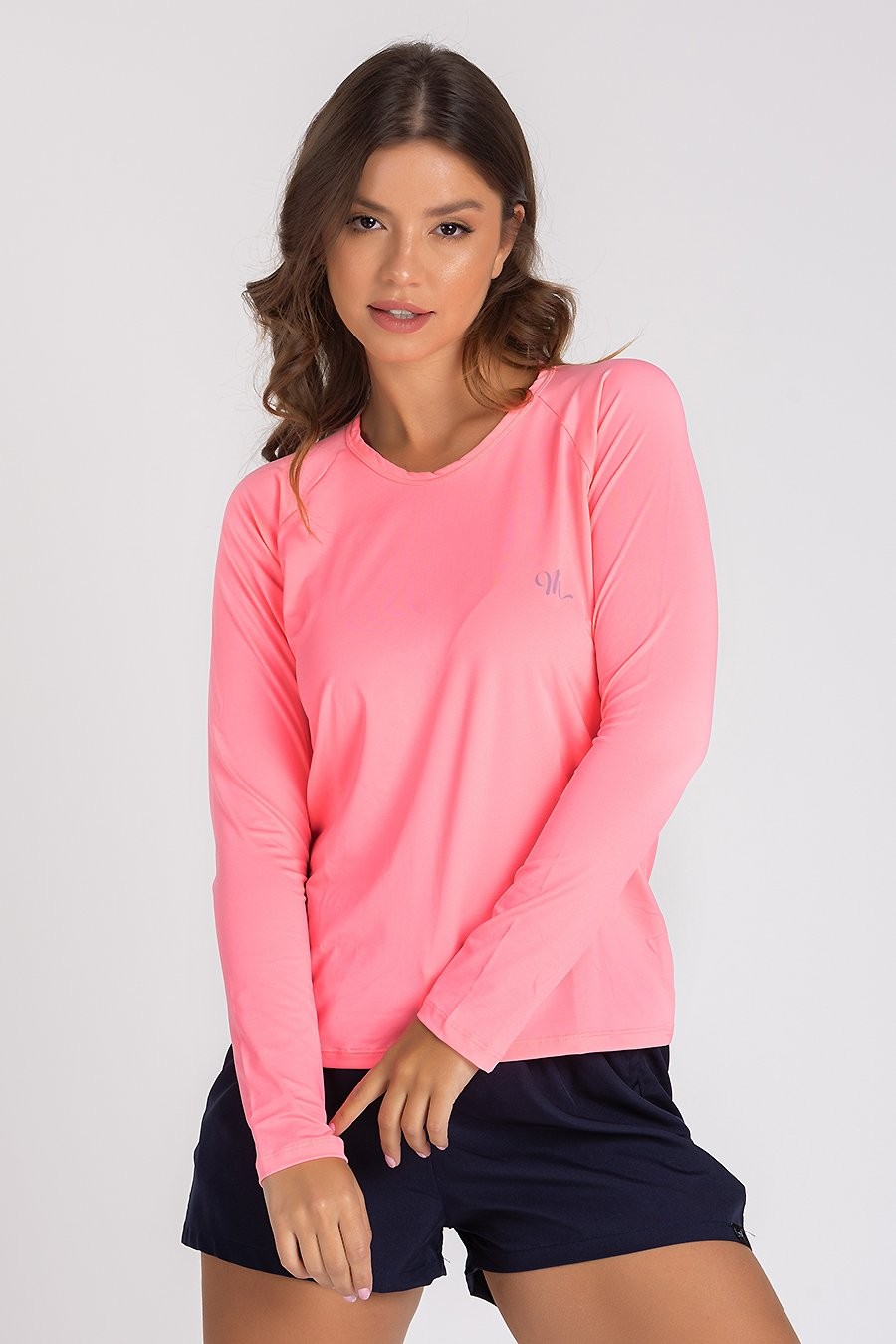 Camiseta Feminina UV Dry Manga Longa Raglan CORAL NEON Camiseta Feminina UV Dry Manga Longa Raglan CORAL NEON