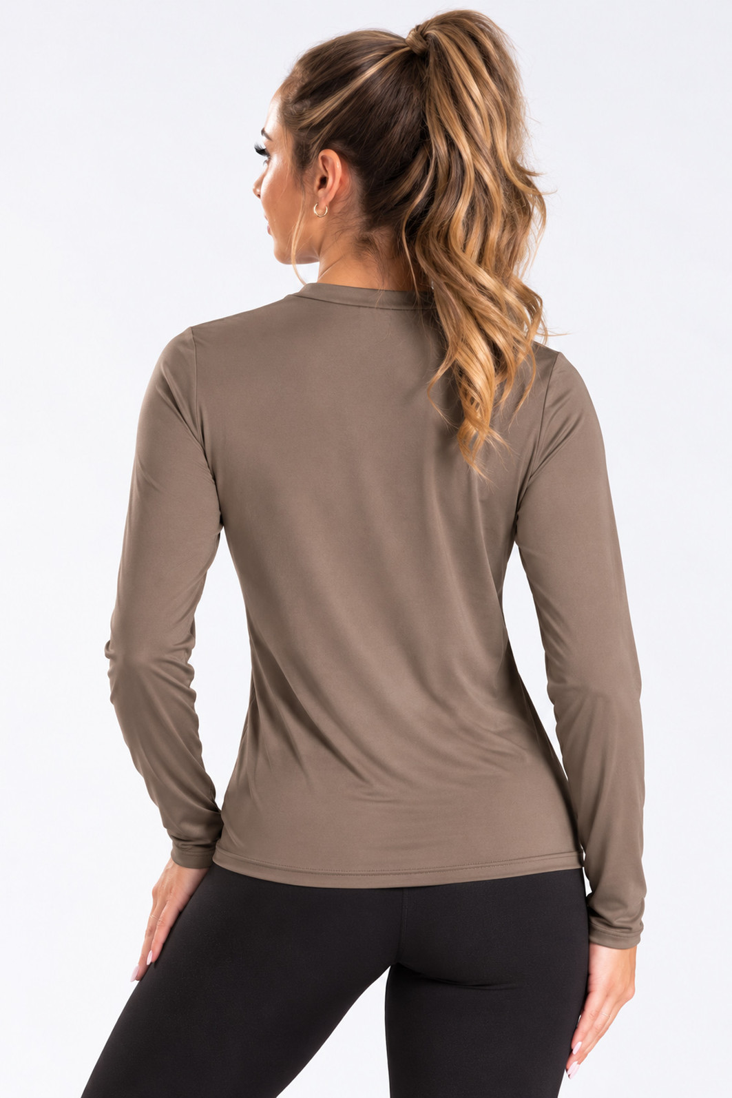 Camiseta Térmica Manga Longa Feminina Peluciada Bege Camiseta Térmica Manga Longa Feminina Peluciada Bege