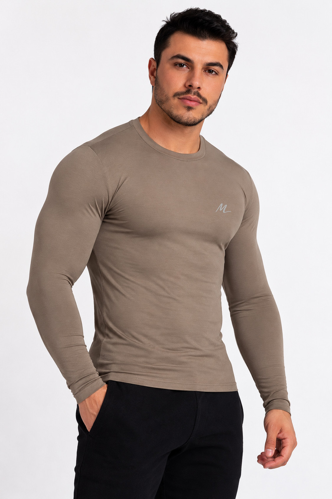 Camiseta Térmica Manga Longa Masculina Peluciada Bege Camiseta Térmica Manga Longa Masculina Peluciada Bege