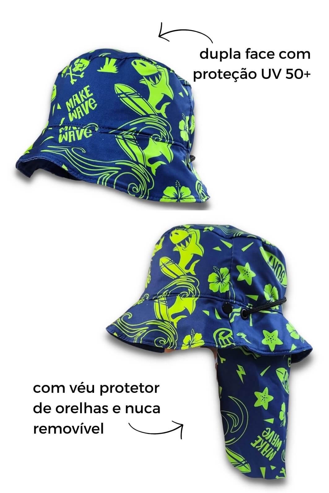 Chapéu infantil Proteção Solar UV 50+ Dupla Face Praia e Piscina Azul Praia e Sol Chapéu infantil Proteção Solar UV 50+ Dupla Face Praia e Piscina Azul Praia e Sol