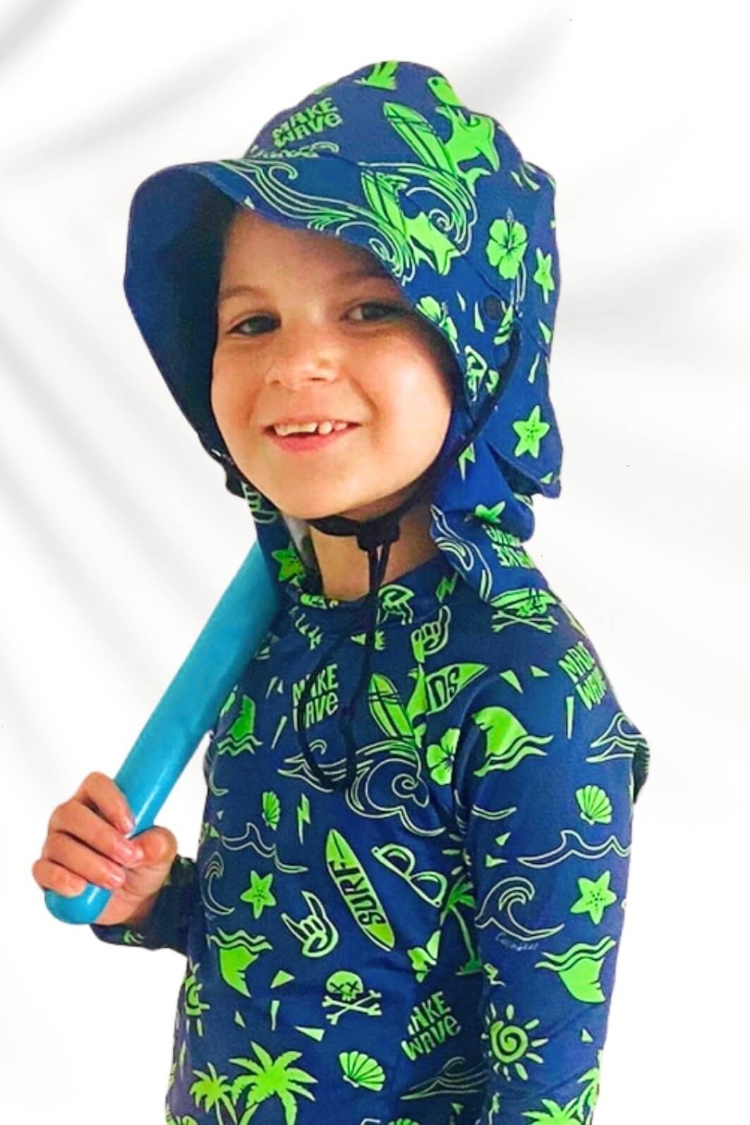 Chapéu infantil Proteção Solar UV 50+ Dupla Face Praia e Piscina Azul Praia e Sol Chapéu infantil Proteção Solar UV 50+ Dupla Face Praia e Piscina Azul Praia e Sol