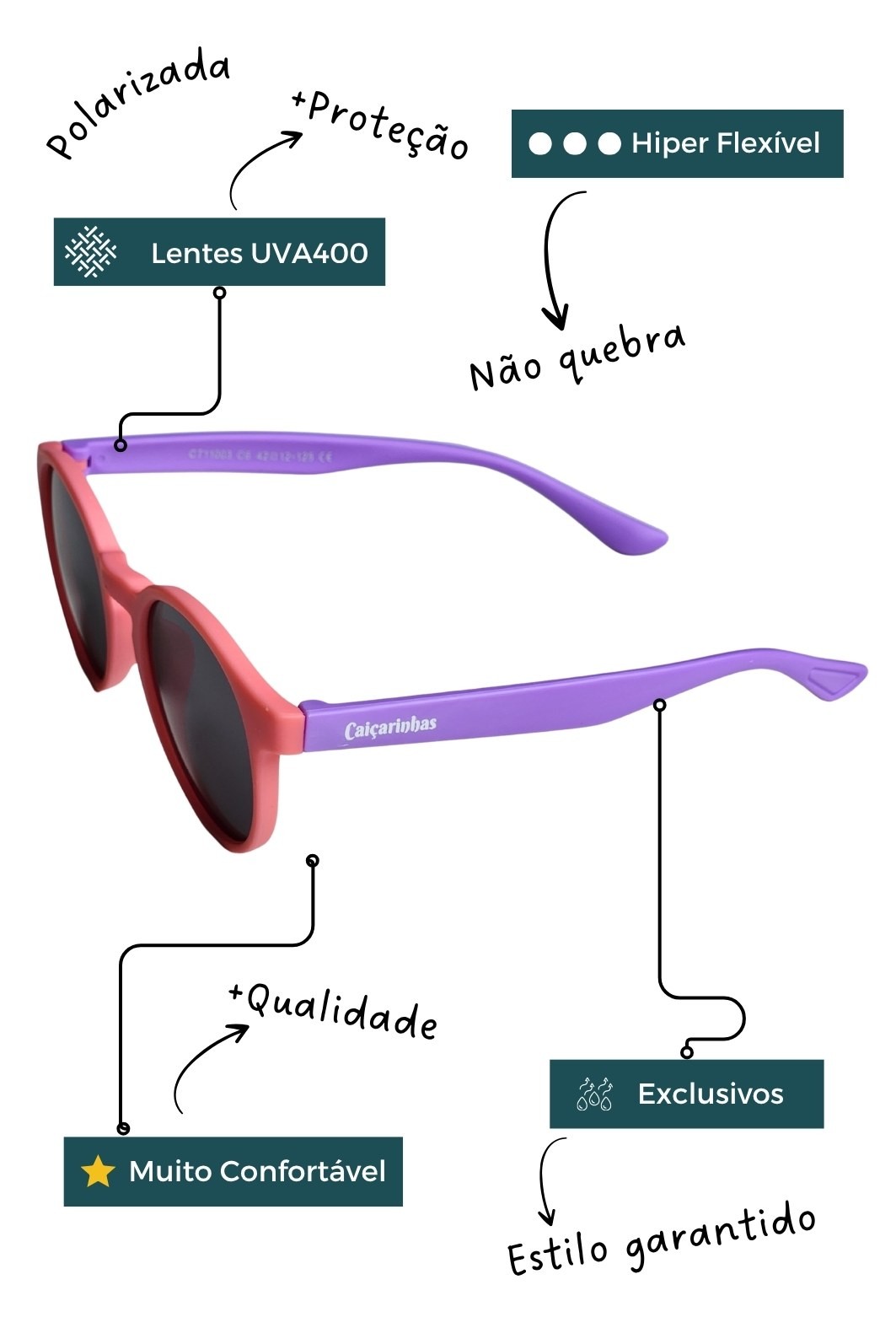 Óculos Infantil 0 a 6 anos Flexível com Proteção UV400 Barra do Una Óculos Infantil 0 a 6 anos Flexível com Proteção UV400 Barra do Una