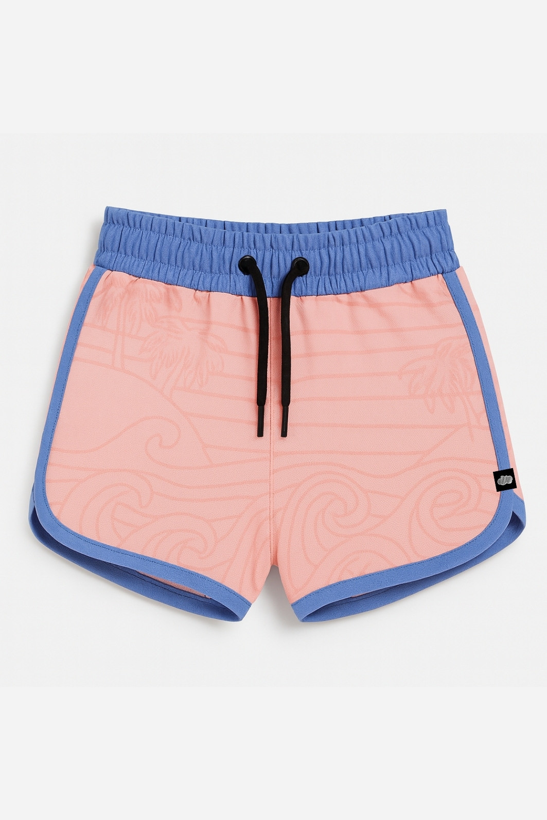 Short Infantil Boleado Tactel com ajuste na cintura UV 50+ Rosa com Azul Beach On Short Infantil Boleado Tactel com ajuste na cintura UV 50+ Rosa com Azul Beach On