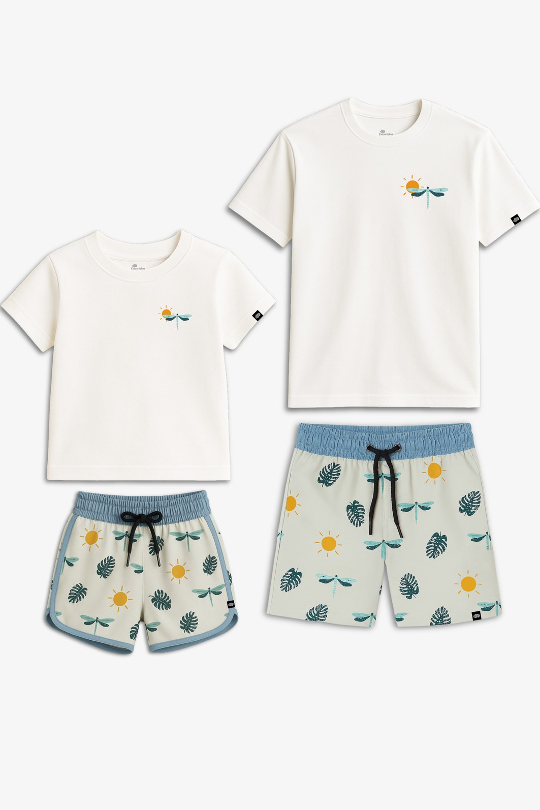 Kit Libélulas Pai e Filha Camiseta e Shorts