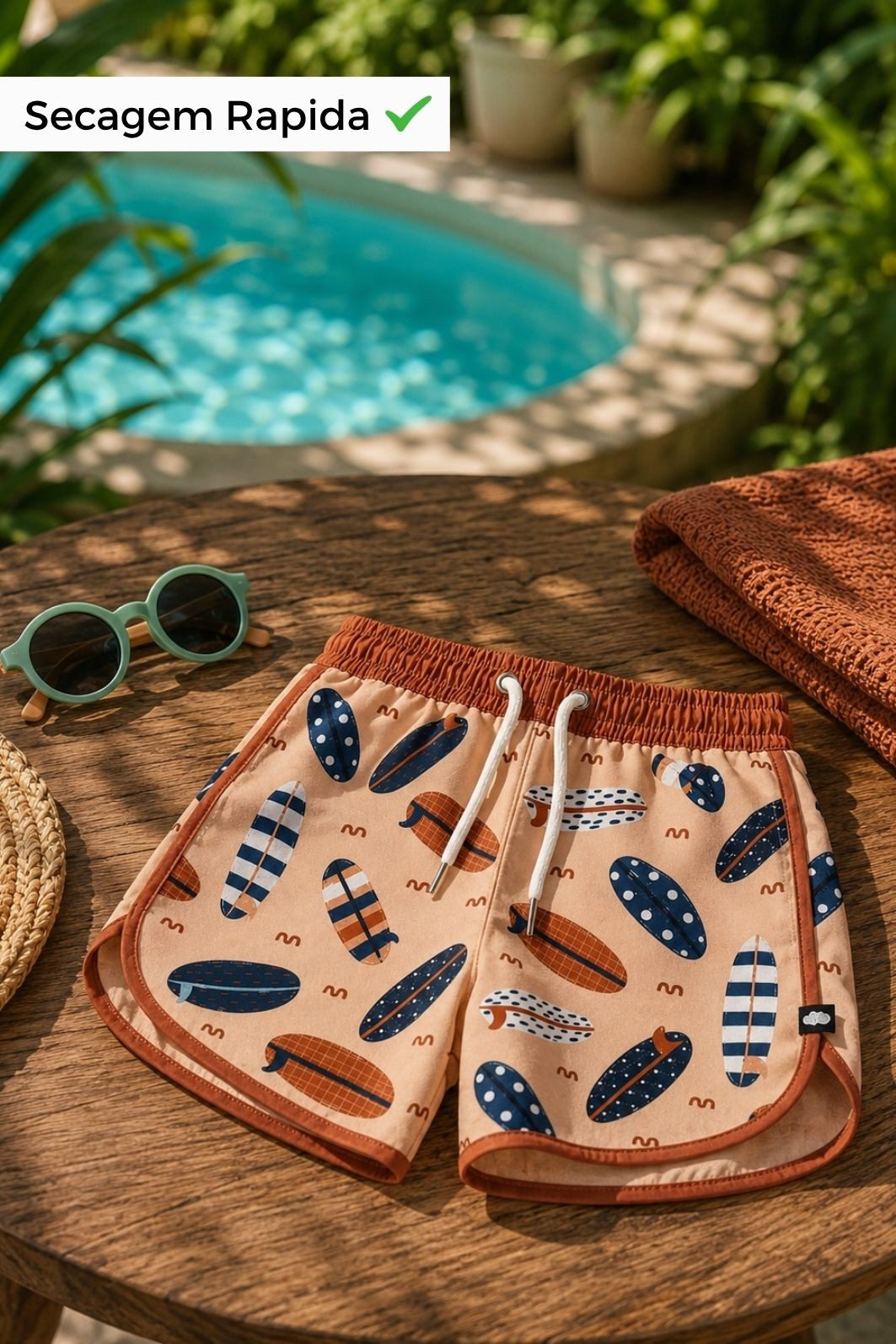 Short Infantil Tactel curto de banho com ajuste na cintura e Proteção UV 50+ Branco Pranchas Short Infantil Tactel curto de banho com ajuste na cintura e Proteção UV 50+ Branco Pranchas