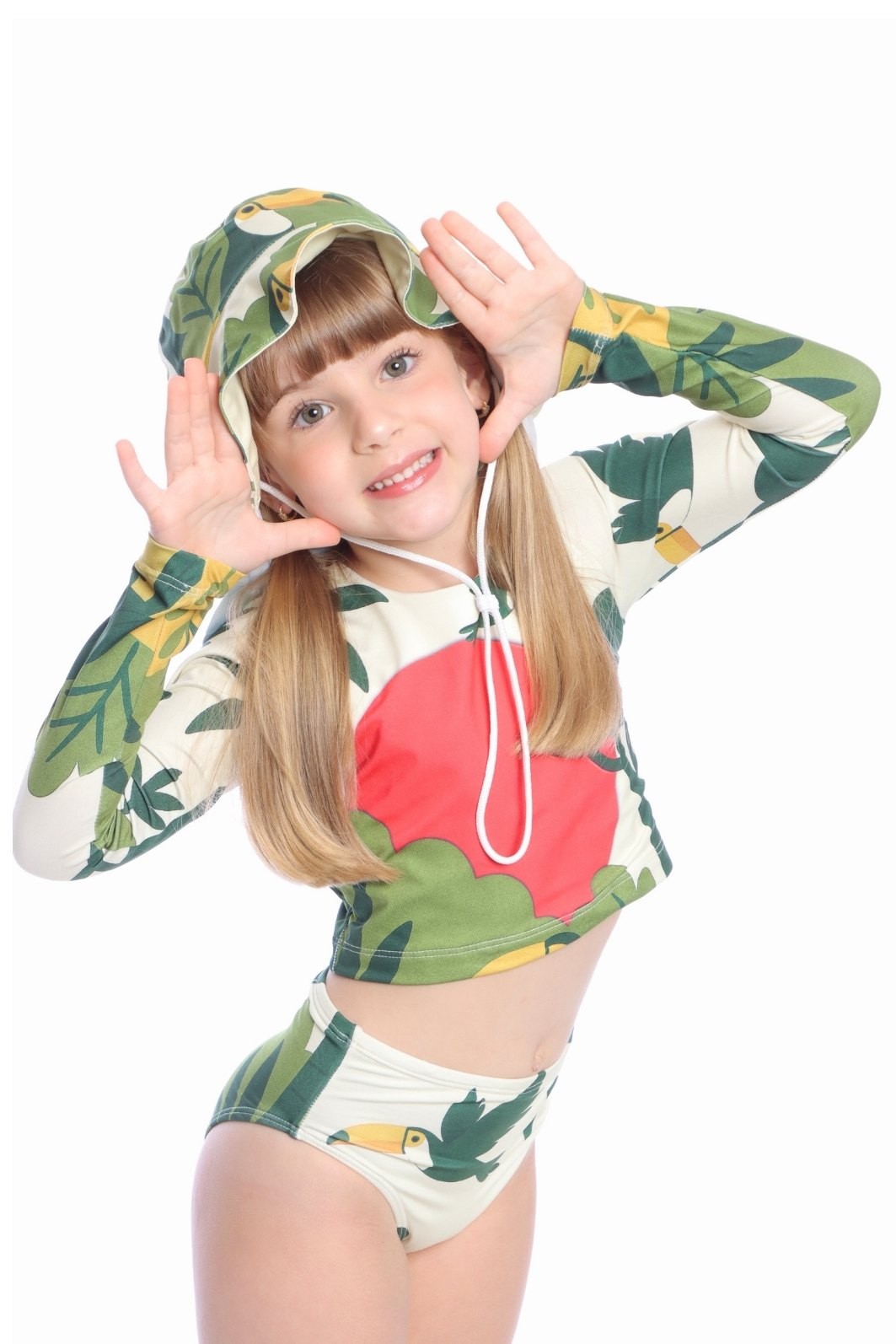 Cropped Manga Longa e Calcinha Alta Proteção UV50+ Off White Selva Cropped Manga Longa e Calcinha Alta Proteção UV50+ Off White Selva