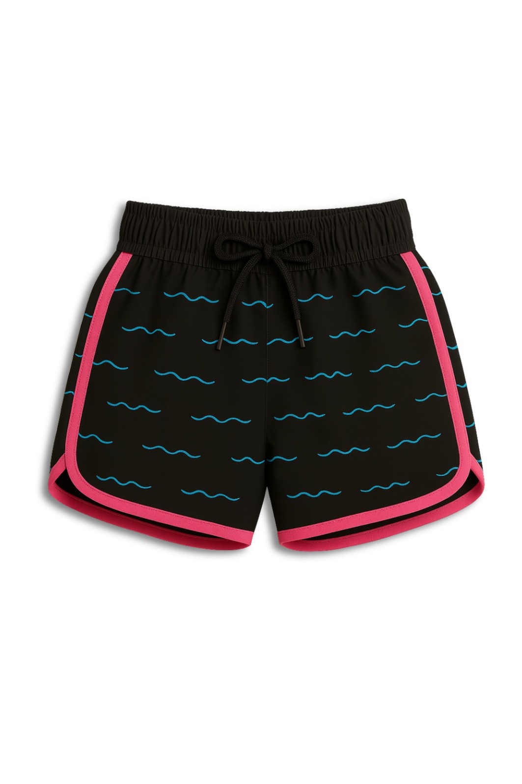 Short Tactel Infantil Boleado UV Curto Preto Ondinhas Short Tactel Infantil Boleado UV Curto Preto Ondinhas