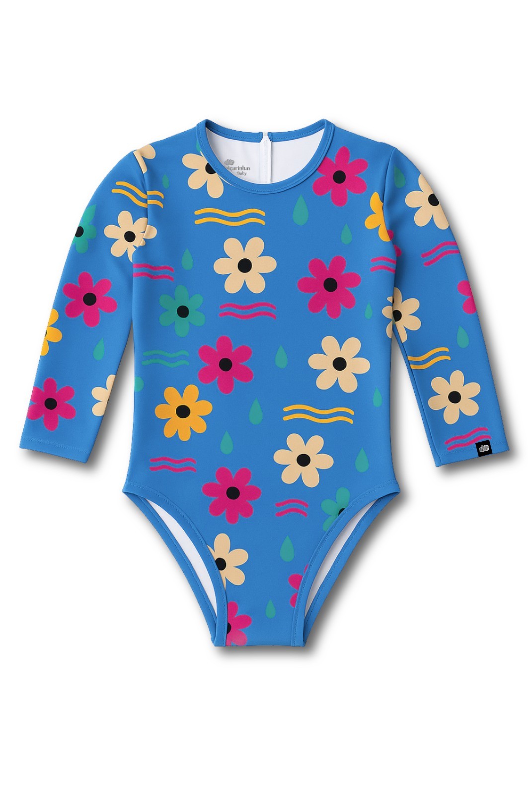 Maiô Manga Longa Proteção UV50+ Confortável Azul Dona Flor