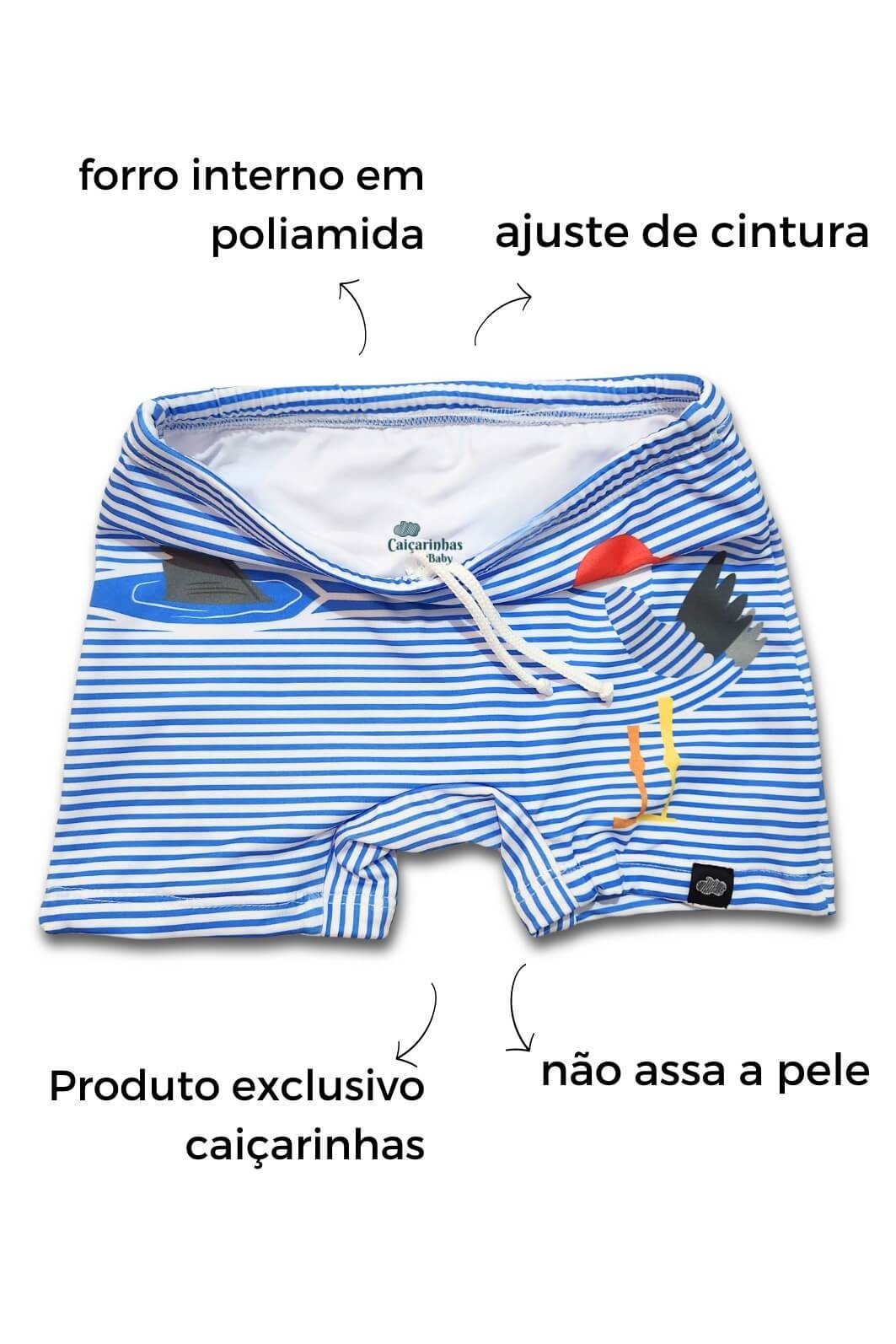 Sunga UV Praia Piscina UV 50+ Menino Confortável Gaivota Danger Sunga UV Praia Piscina UV 50+ Menino Confortável Gaivota Danger