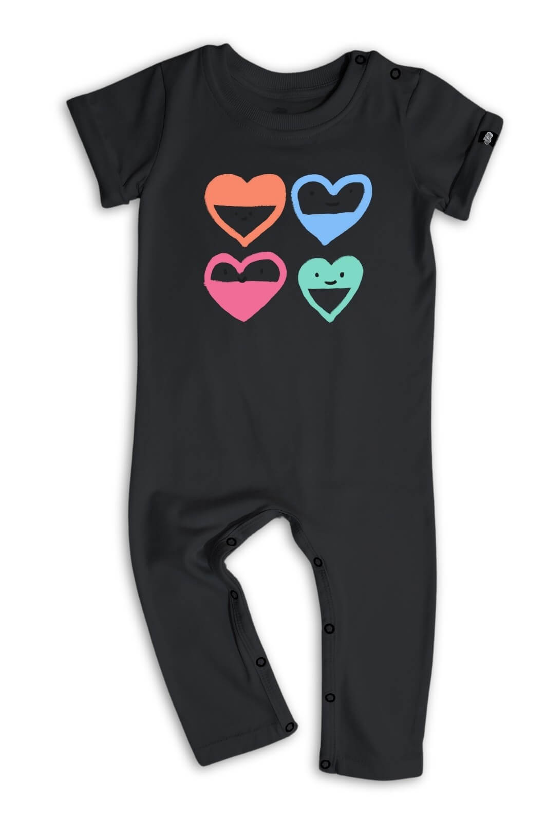 Macacão Bebê Longo Manga Curta Preto Amorzinho Macacão Bebê Longo Manga Curta Preto Amorzinho