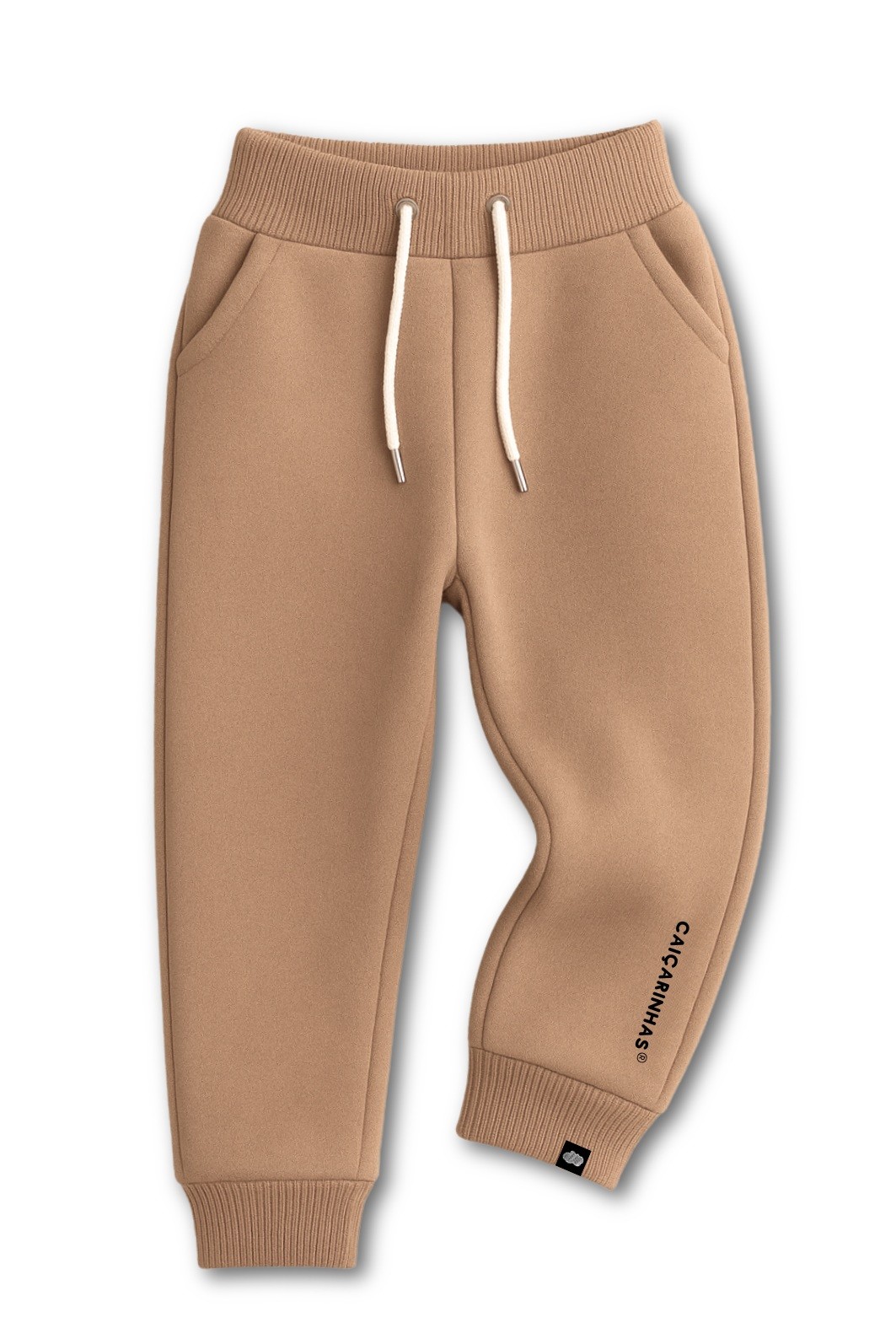 Calça infantil Jogger Camelo com punho na cintura e tornozelo em tecido Moletom Flanelado Calça infantil Jogger Camelo com punho na cintura e tornozelo em tecido Moletom Flanelado