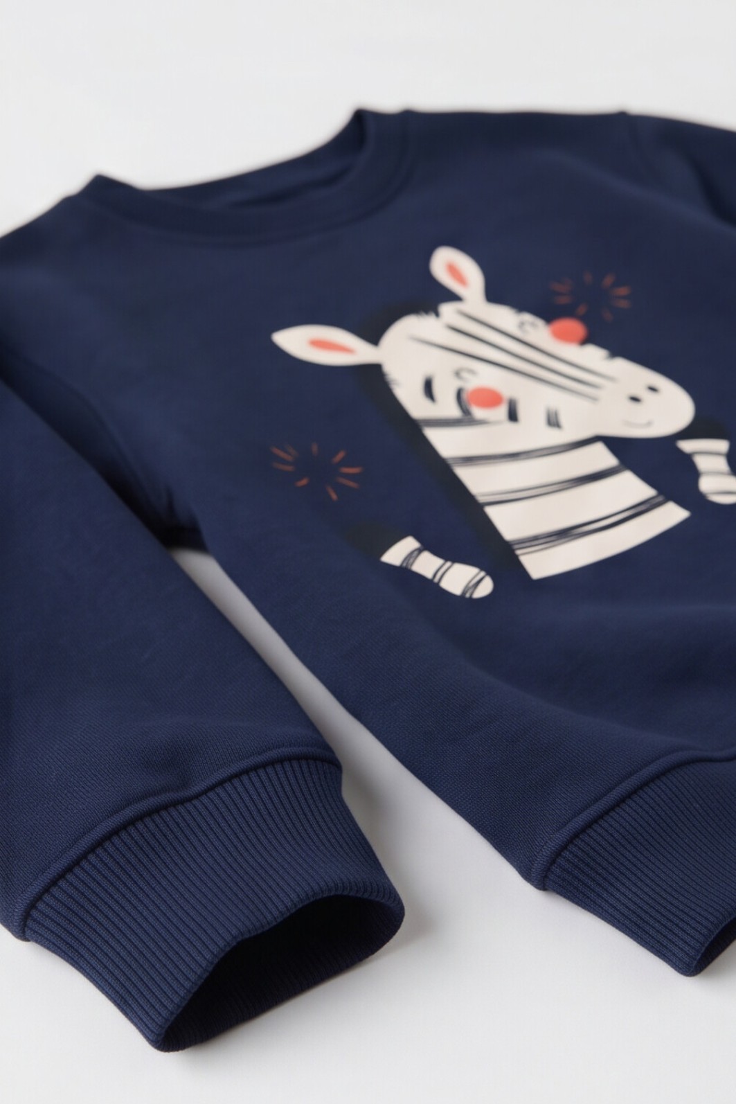 Blusão Infantil Moletom Encorpado Azul Marinho Zebra Feliz
