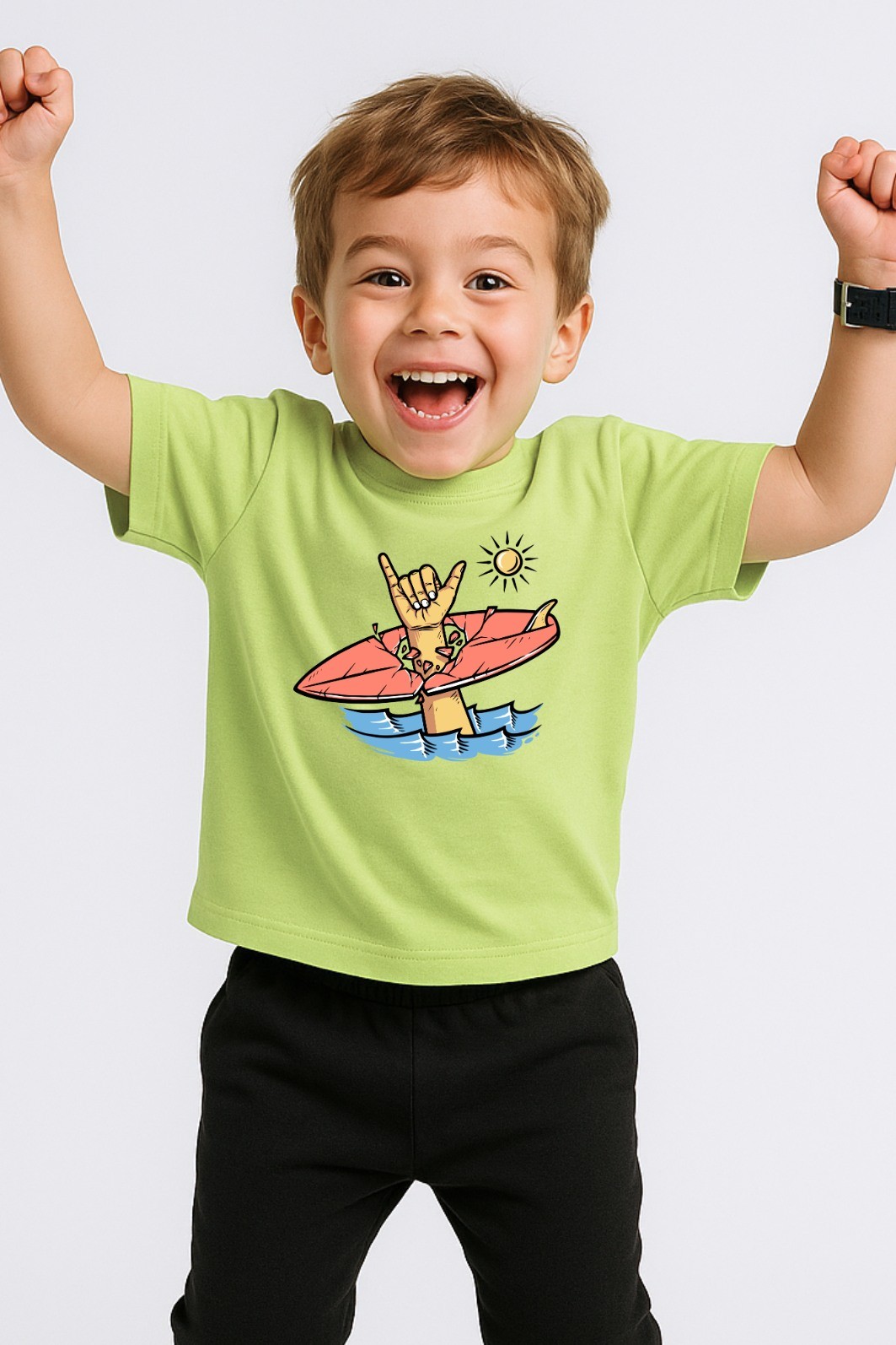 Camiseta Infantil MC Verde Claro Surf Yeah Camiseta Infantil MC Verde Claro Surf Yeah