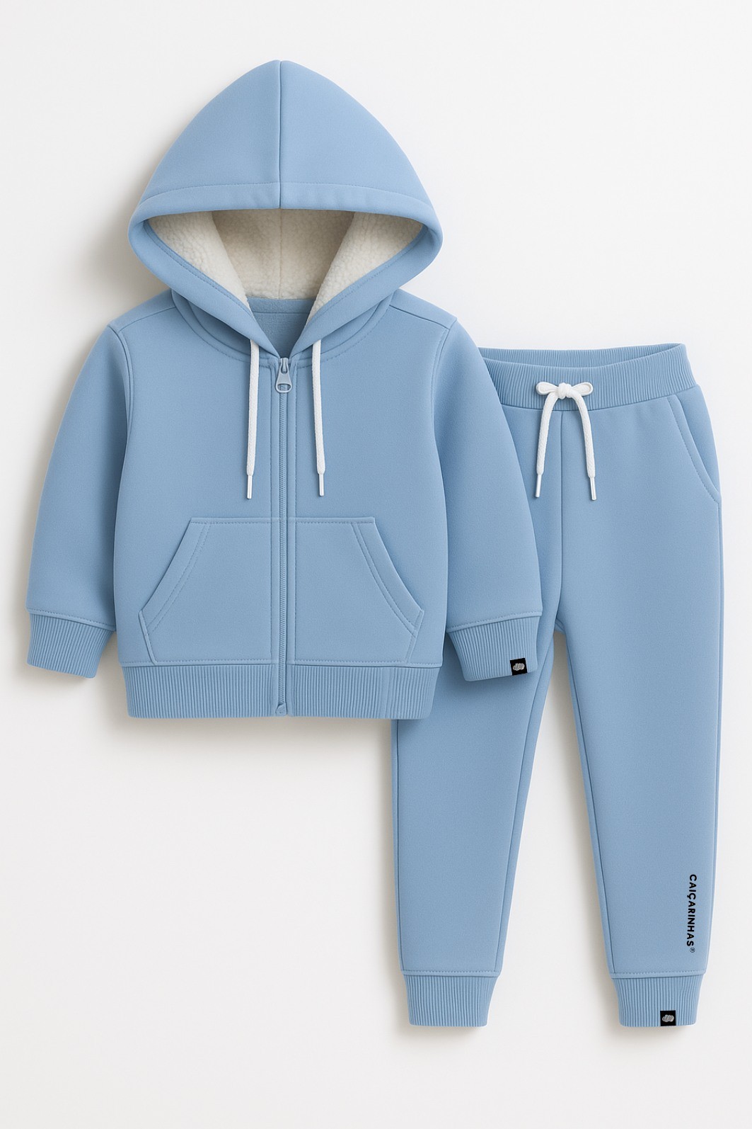 Kit tudo Azul Casaco com Zíper + Calça Jogger Extra Confortável