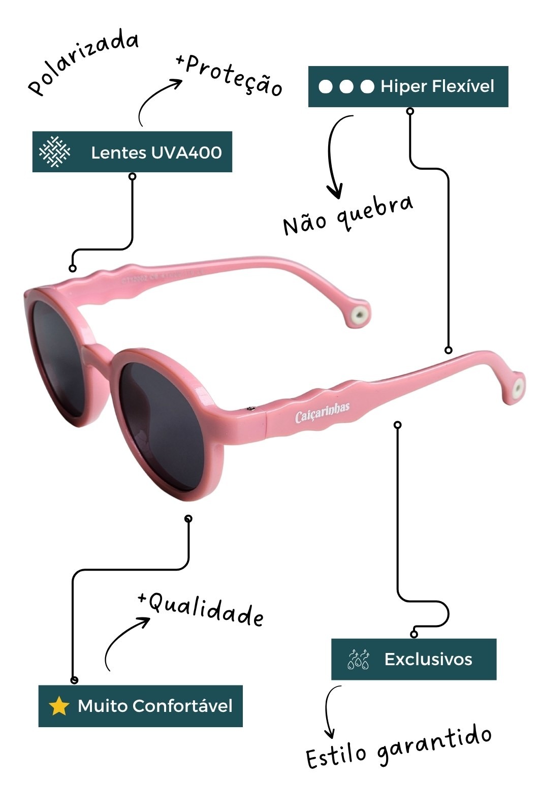 Óculos Infantil 0 a 6 anos Flexível com Proteção UV400 Bonita Óculos Infantil 0 a 6 anos Flexível com Proteção UV400 Bonita