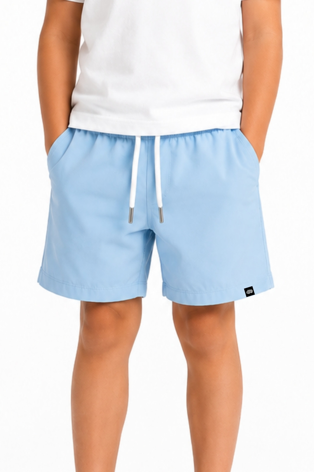 Short Infantil Tactel com ajuste na cintura UV 50+ Azul Claro