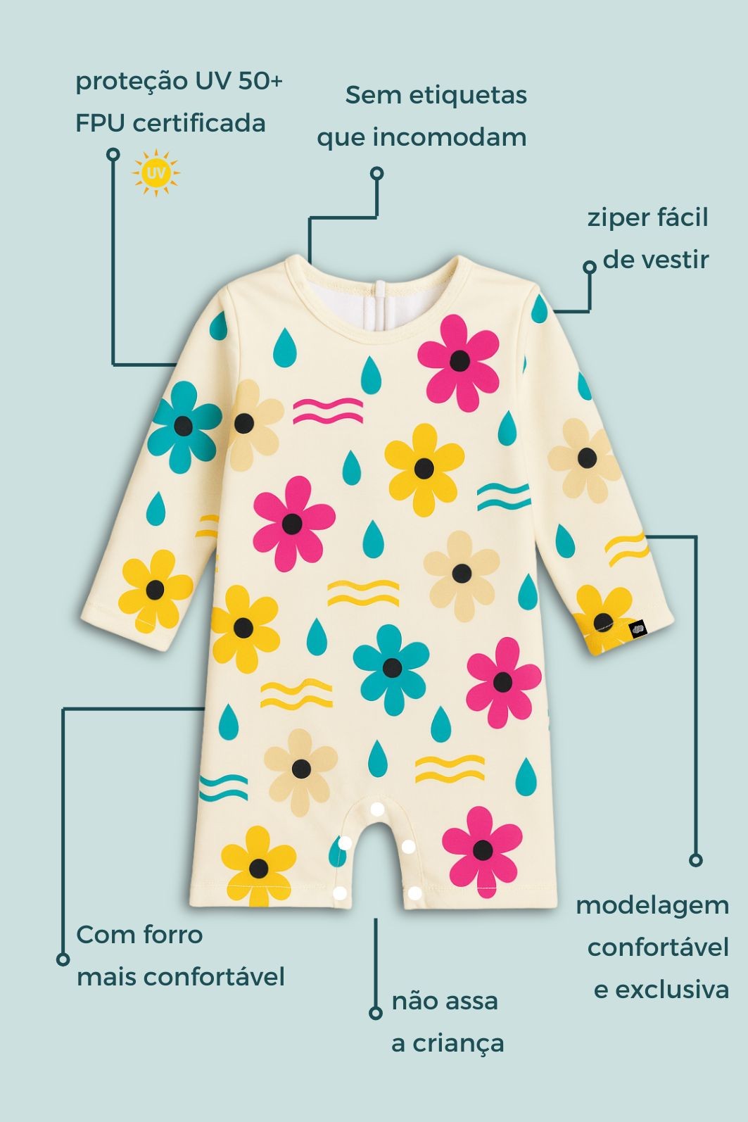 Macacão ML UV Off White Dona Flor