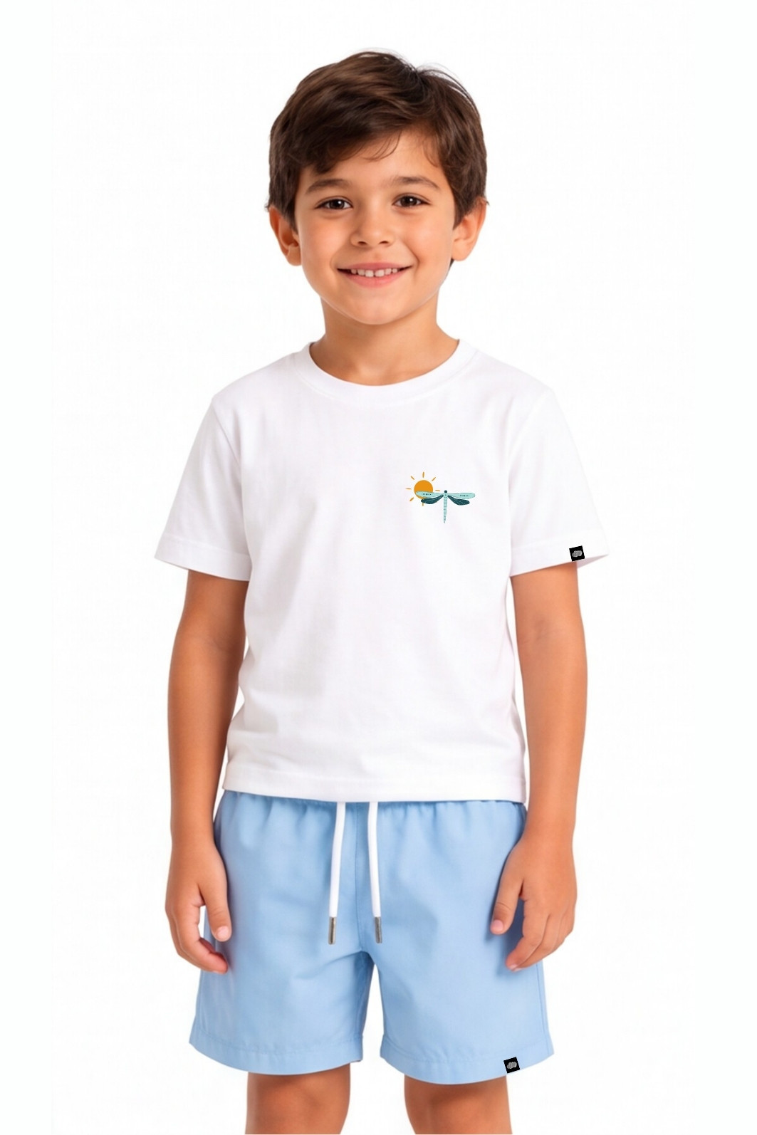 Short Infantil Tactel com ajuste na cintura UV 50+ Azul Claro
