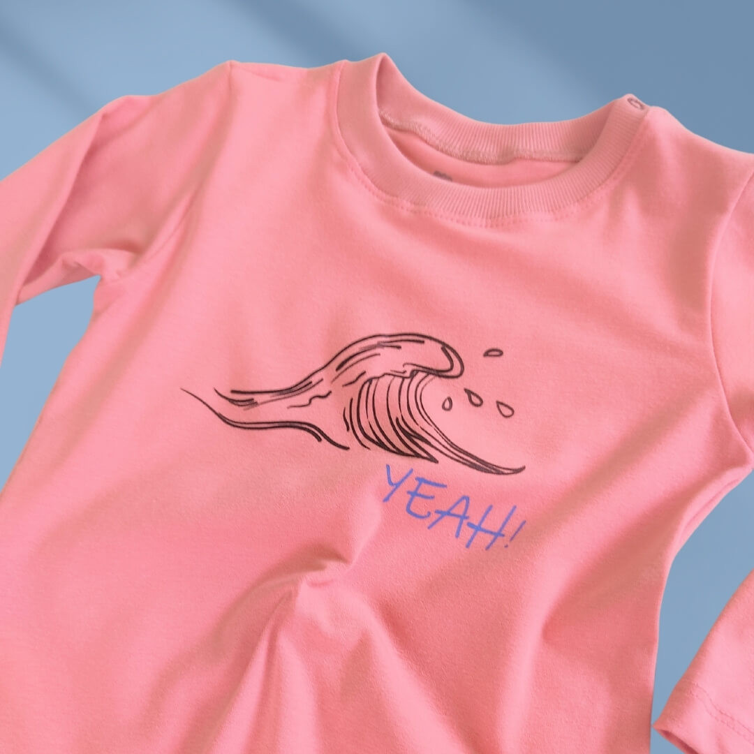 Macacão Bebê Longo Manga Longa Algodão Sustentável Confortável Rosa Onda Yeah Macacão Bebê Longo Manga Longa Algodão Sustentável Confortável Rosa Onda Yeah