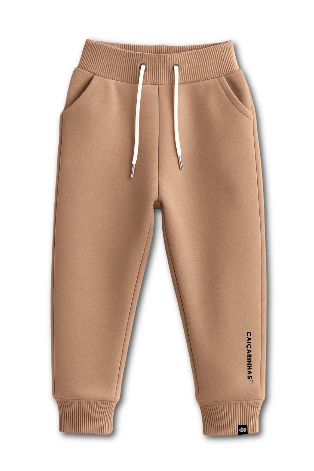 Calça infantil Jogger Camelo com punho na cintura e tornozelo em tecido Moletom Flanelado Calça infantil Jogger Camelo com punho na cintura e tornozelo em tecido Moletom Flanelado