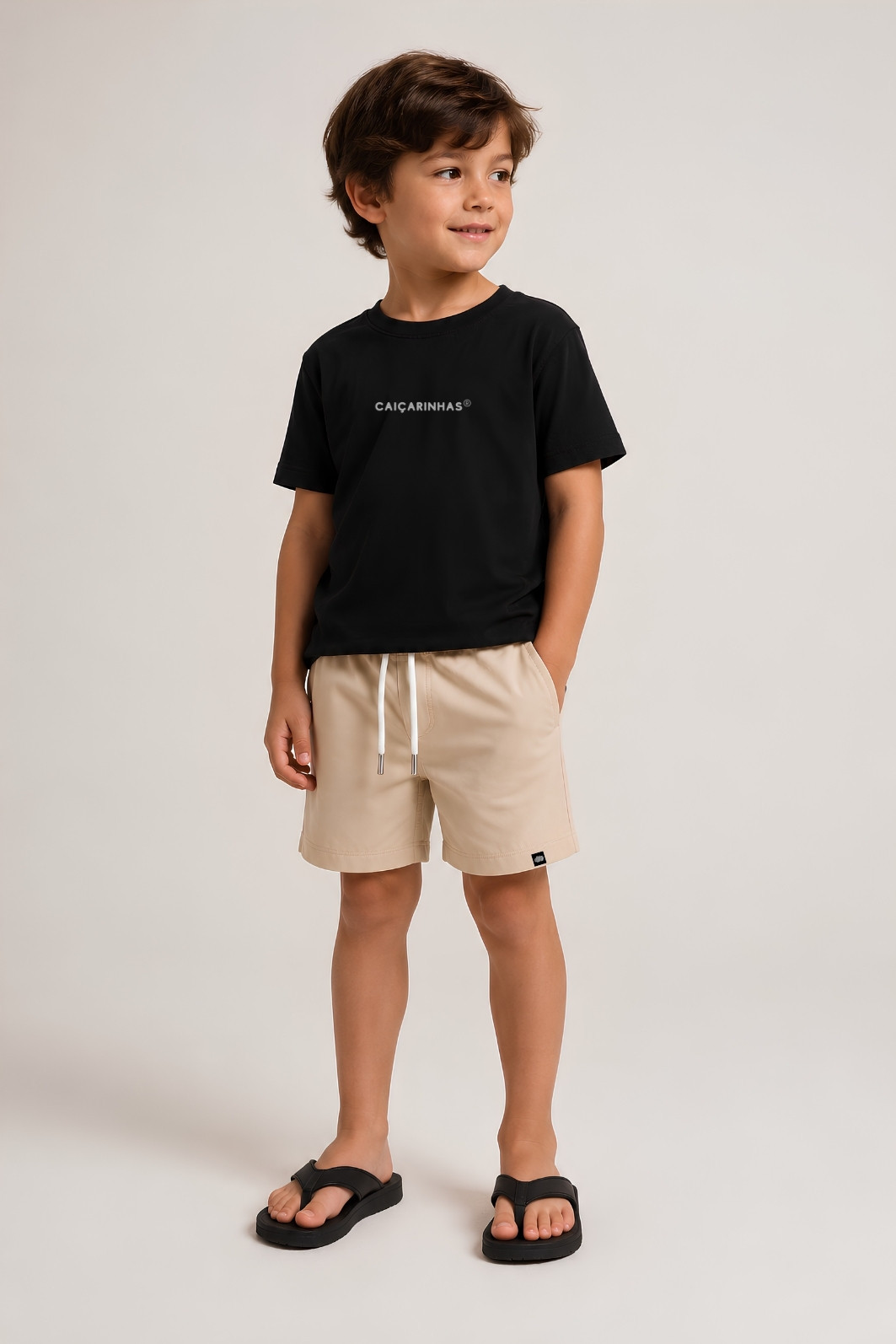 Short Infantil Tactel com ajuste na cintura UV 50+ Areia