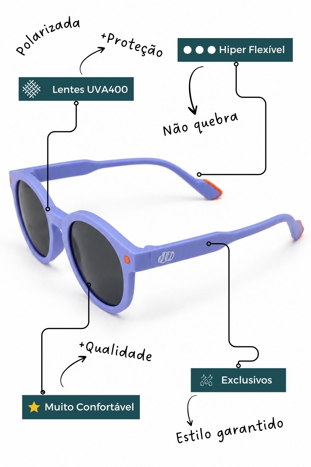 Óculos Infantil Flexível com Proteção UV400 0 a 6 anos Pé na Areia Óculos Infantil Flexível com Proteção UV400 0 a 6 anos Pé na Areia