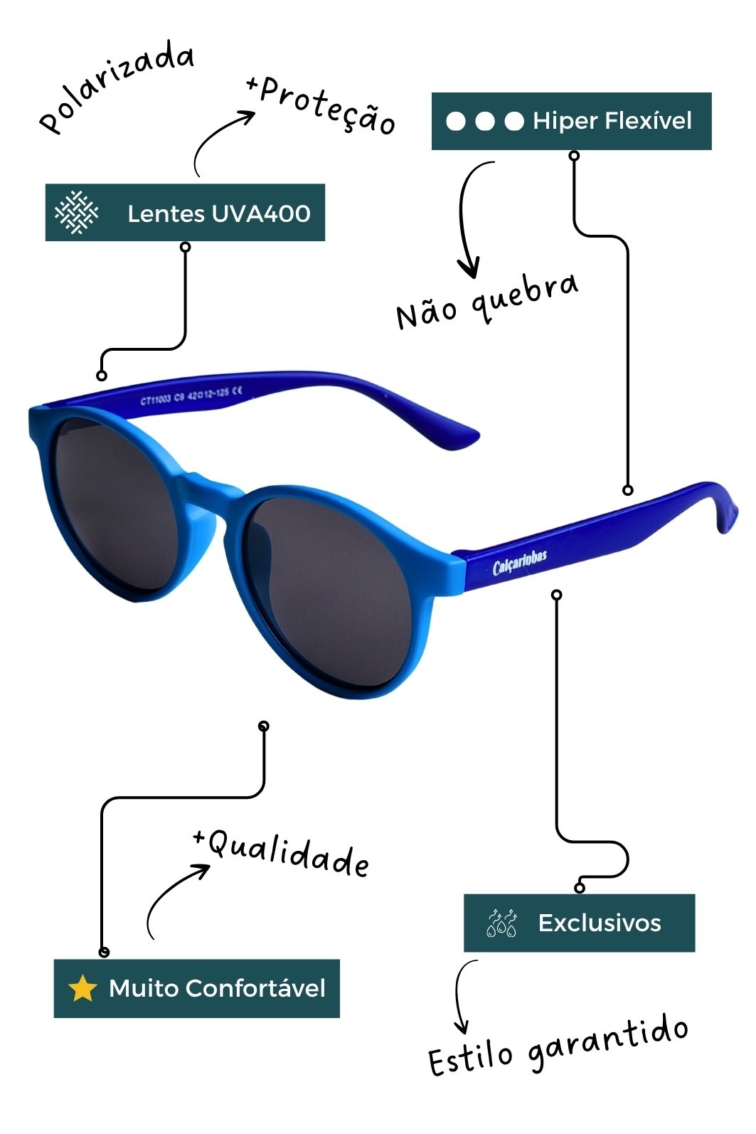 Óculos Infantil Bebê 0 a 6 anos Flexível com Proteção UV400 Azul Maresias Óculos Infantil Bebê 0 a 6 anos Flexível com Proteção UV400 Azul Maresias