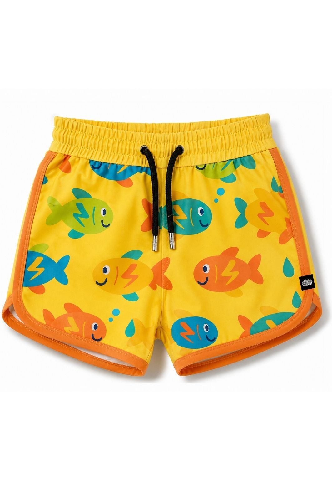 Short Infantil Boleado Tactel com ajuste na cintura UV 50+o Amarelo Peixinhos