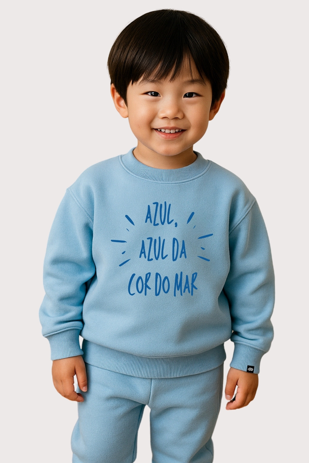 Blusão Infantil Felpado Azul Azul da Cor do Mar