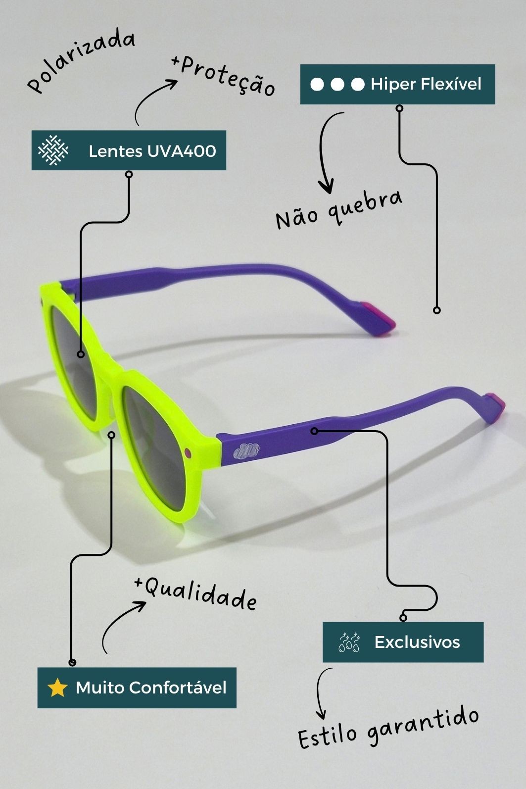 Óculos Infantil Flexível com Proteção UV400 0 a 6 anos Caju Óculos Infantil Flexível com Proteção UV400 0 a 6 anos Caju