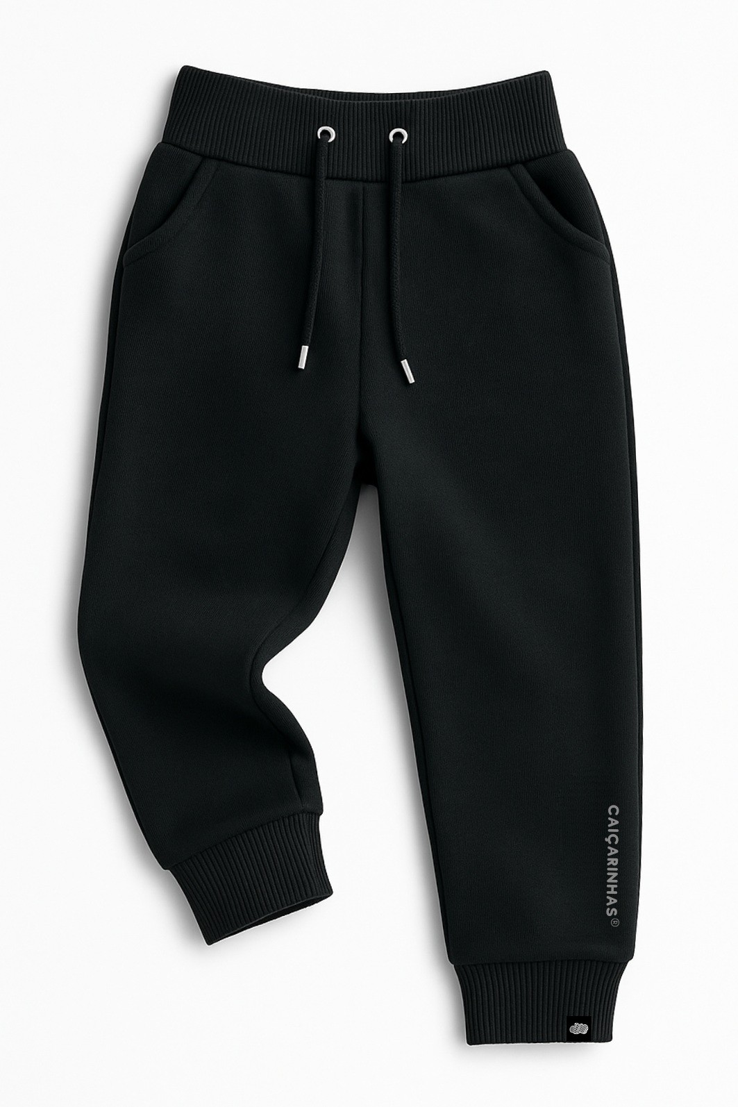 Kit Preto Caiçarinhas® Moletom Quentinho Infantil Blusão + Calça Kit Preto Caiçarinhas® Moletom Quentinho Infantil Blusão + Calça