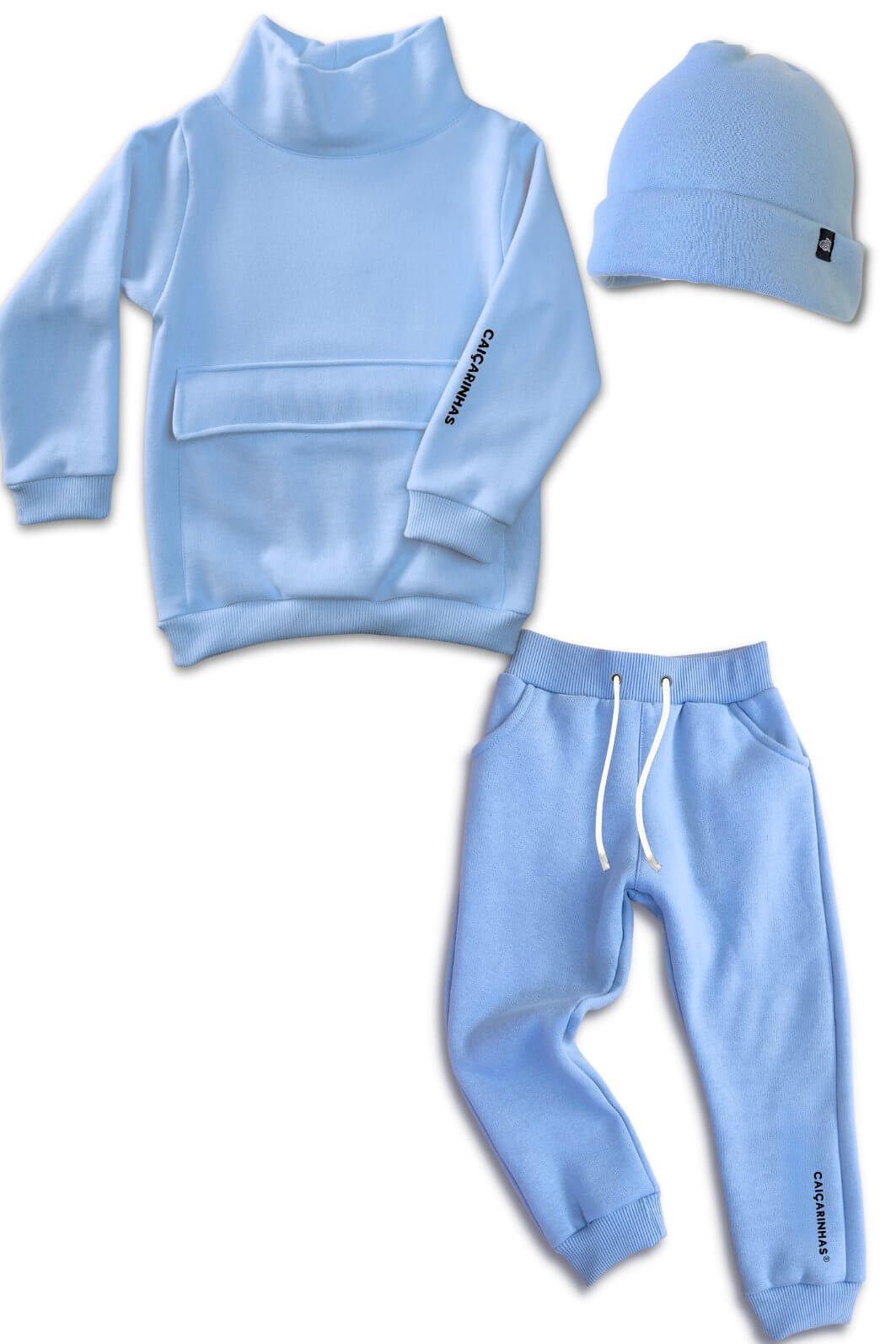 Look completo moletom azul casaco + calça + touca Look completo moletom azul casaco + calça + touca