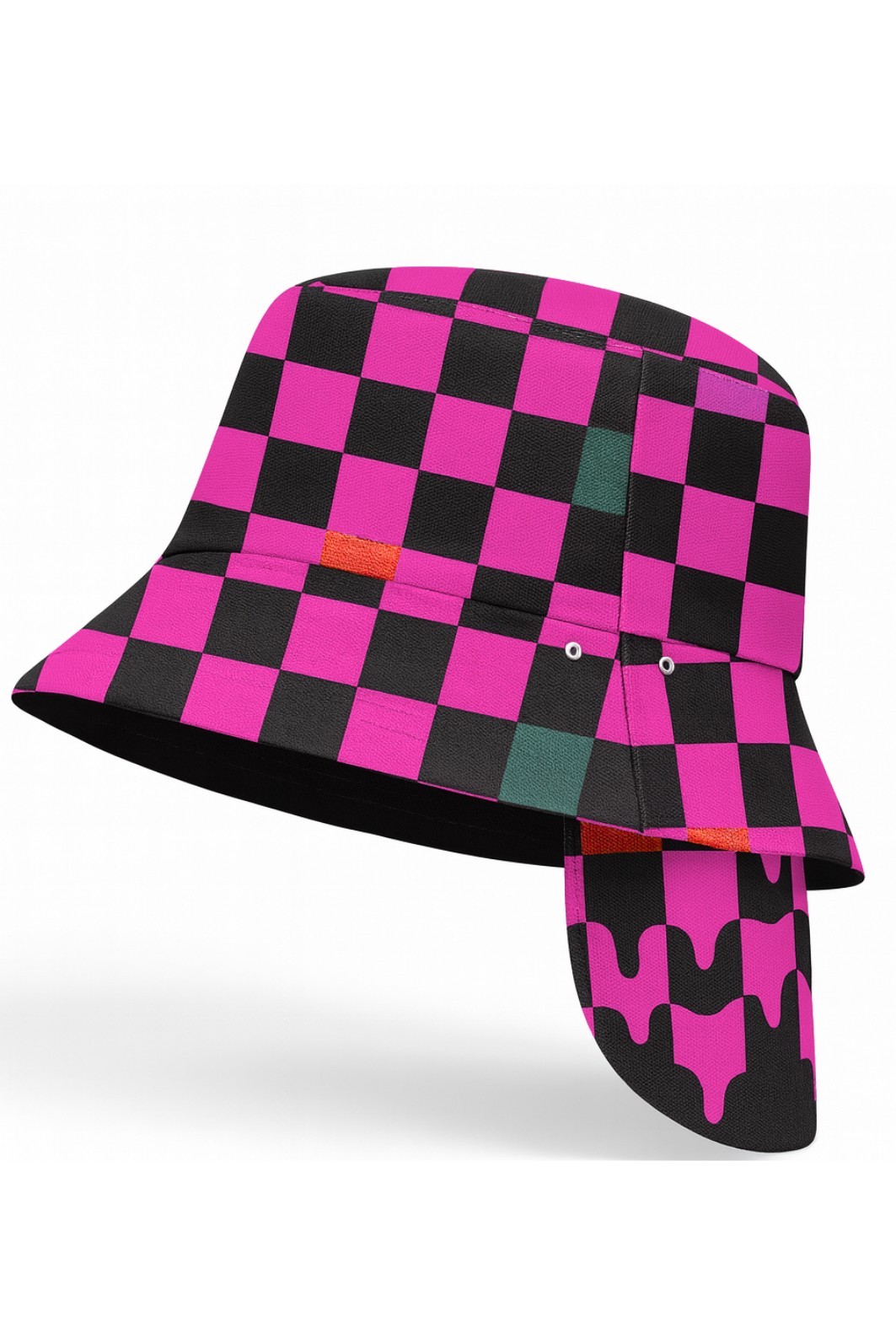 Chapéu infantil Proteção Solar UV 50+ Dupla Face Ajustável Rosa Quadriculados Chapéu infantil Proteção Solar UV 50+ Dupla Face Ajustável Rosa Quadriculados