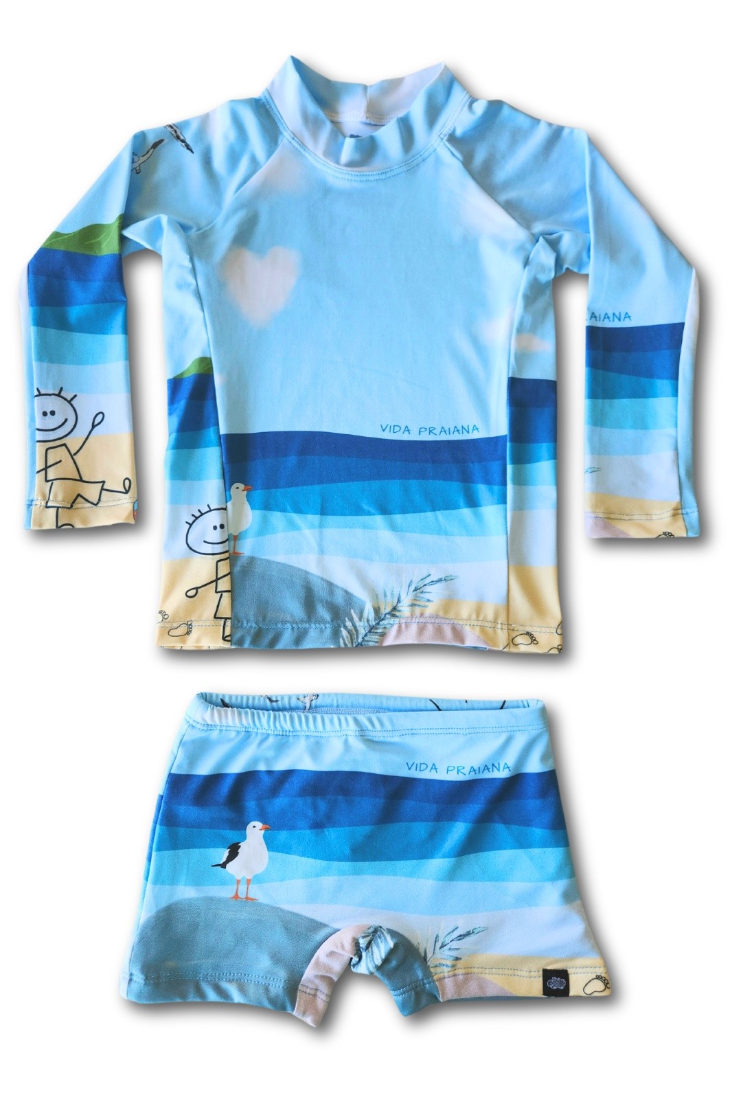 Camisa + Sunga Infantil UV50+ Azul Vida Praiana Camisa + Sunga Infantil UV50+ Azul Vida Praiana
