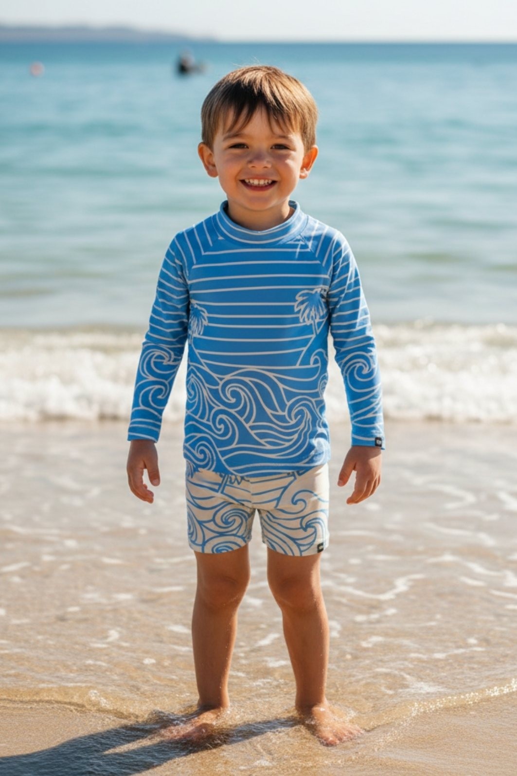 Camisa + Sunga Proteção UV50+ Confortável Azul Beach On Camisa + Sunga Proteção UV50+ Confortável Azul Beach On