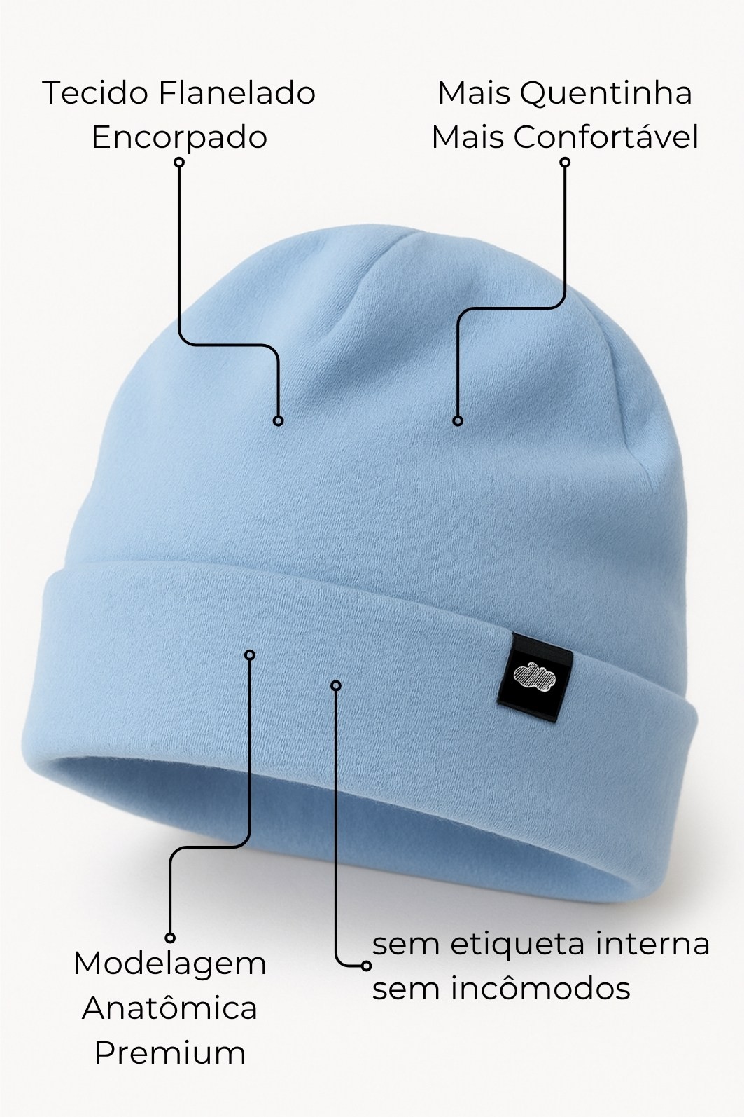 Touca Gorro Infantil Flanelada Moletom Azul Claro Touca Gorro Infantil Flanelada Moletom Azul Claro