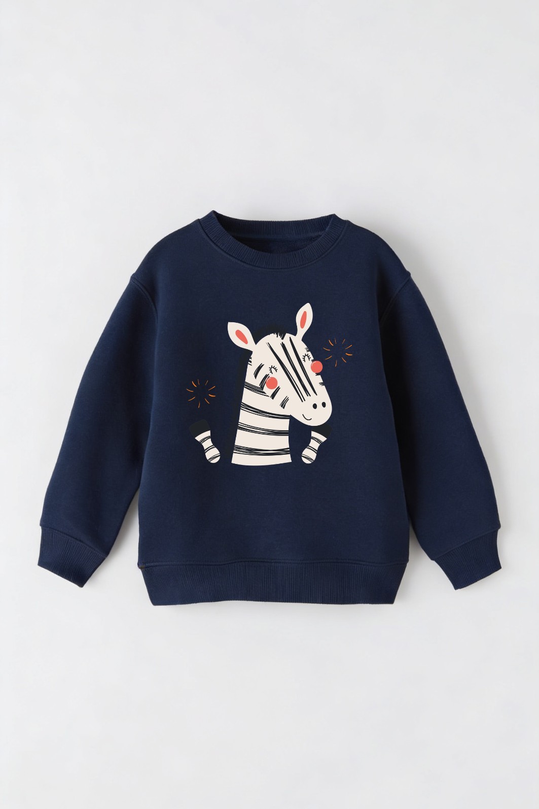 Blusão Infantil Moletom Encorpado Azul Marinho Zebra Feliz