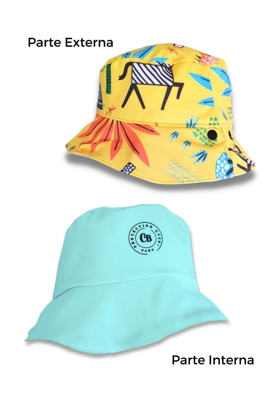 Chapéu infantil Proteção Solar UV 50+ Dupla Face Praia e Piscina Amarelo Safari Chapéu infantil Proteção Solar UV 50+ Dupla Face Praia e Piscina Amarelo Safari