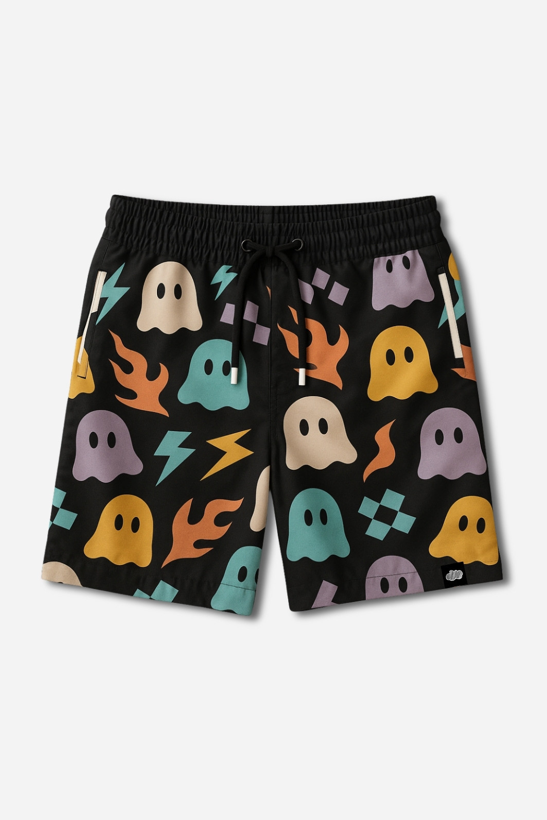 Short Infantil Tactel com ajuste na cintura UV 50+ Preto Fantasminhas Short Infantil Tactel com ajuste na cintura UV 50+ Preto Fantasminhas