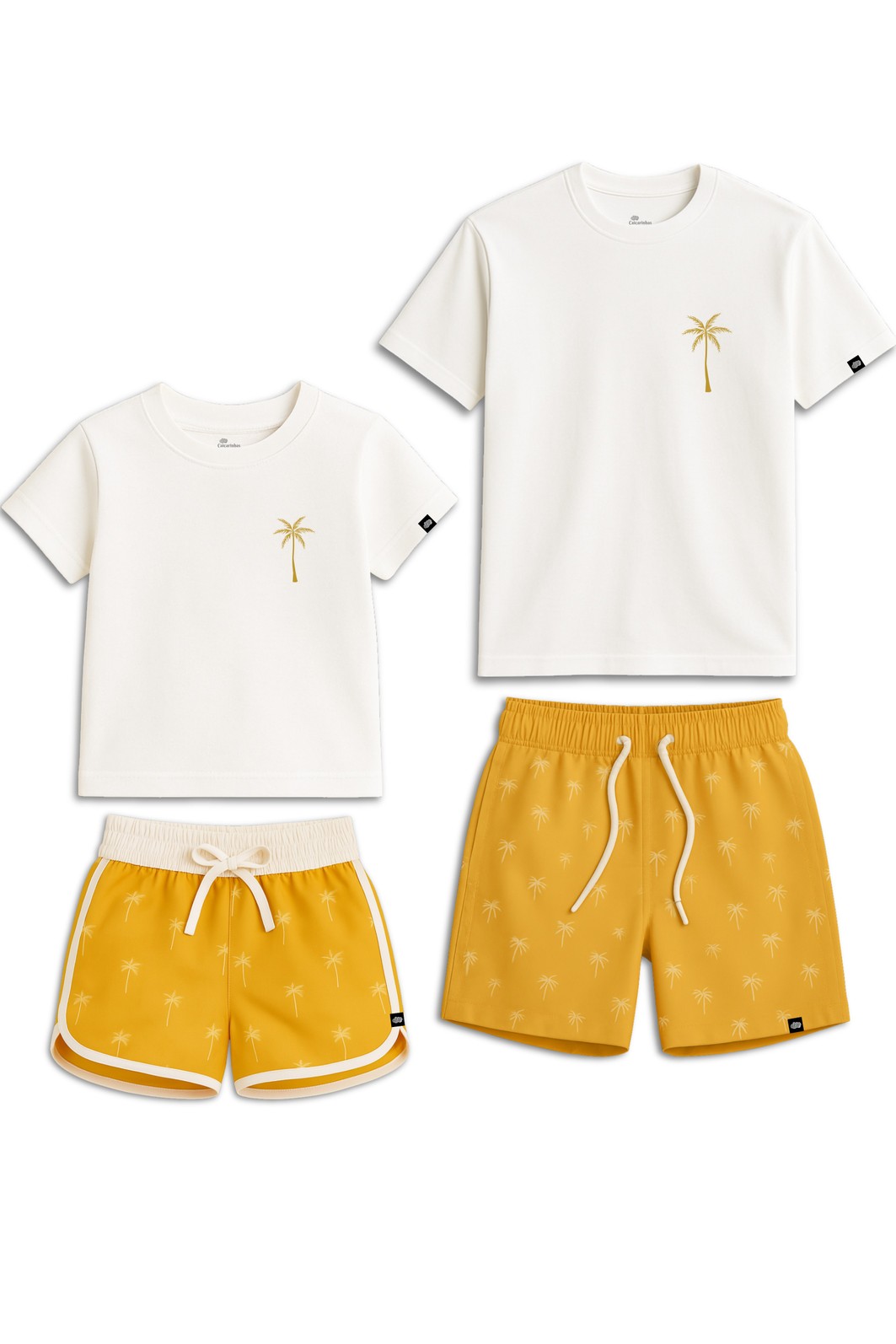Kit Coqueiro Pai e Filha Camisetas e Shorts